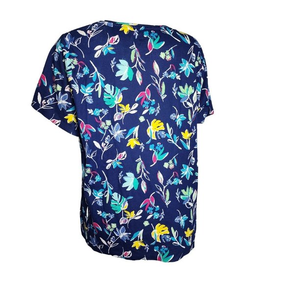 Croft & Barrow Shirt Womens Size 1X Blue Floral Short Sleeve The Classic Tee - Picture 3 of 5